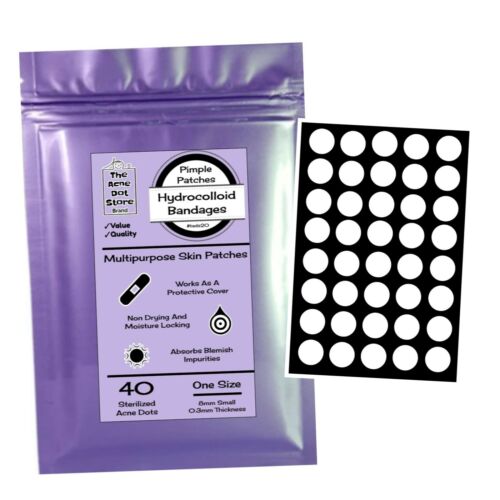 40 Acne Dots, Pimple Patches, Zit Stickers Hydrocolloid Cystic Acne Patch Tads20
