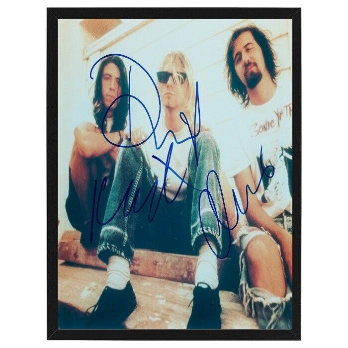 Framed Nirvana W/ Kurt Cobain Signed / Autographed Photo Print