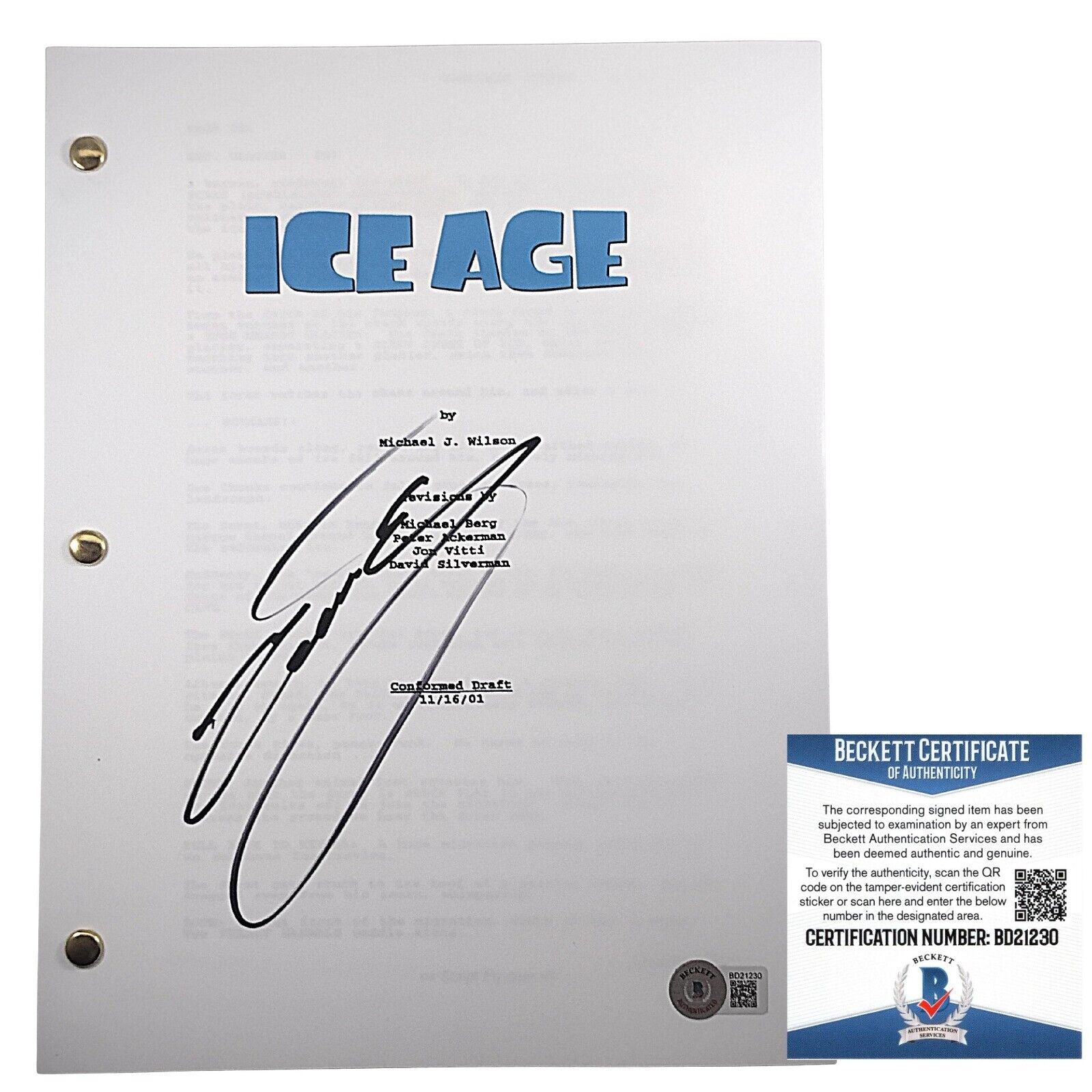 Cedric The Entertainer Signed Ice Age Full Movie Script Beckett Autograph Bas