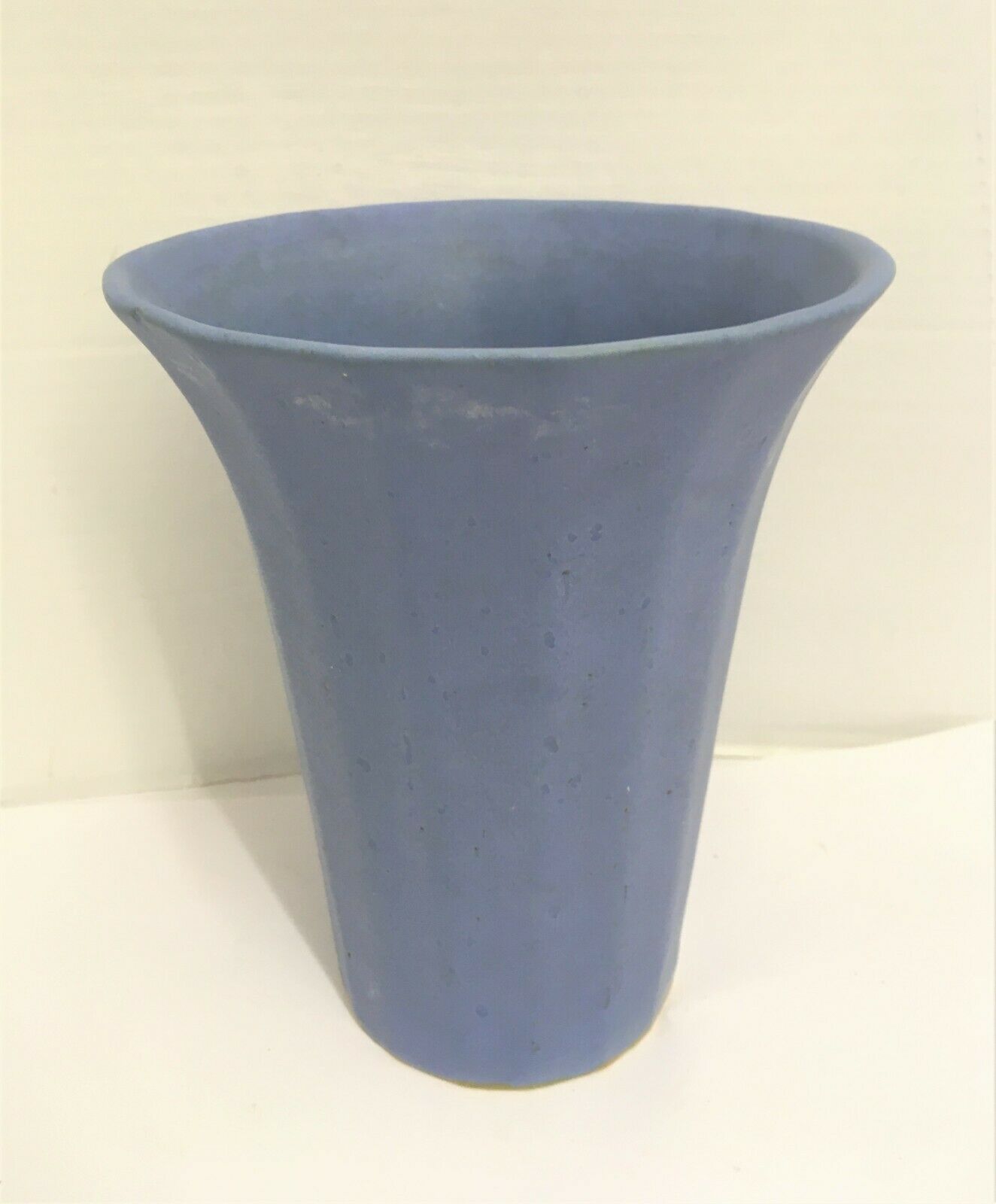 Rare Arts & Crafts Kenrick Matte Blue Pottery Ribbed Vase #81