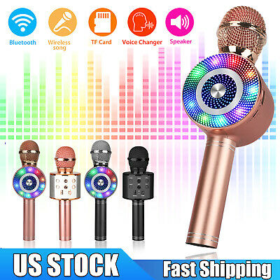Led Wireless Bluetooth Microphone Speaker Karaoke Ktv Party Handheld Player Mic