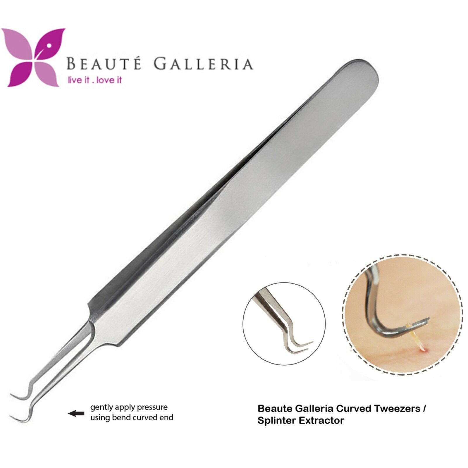 Curved Tweezers Blackhead Remover Pimple Extractor Popper Acne Blemish Comedone
