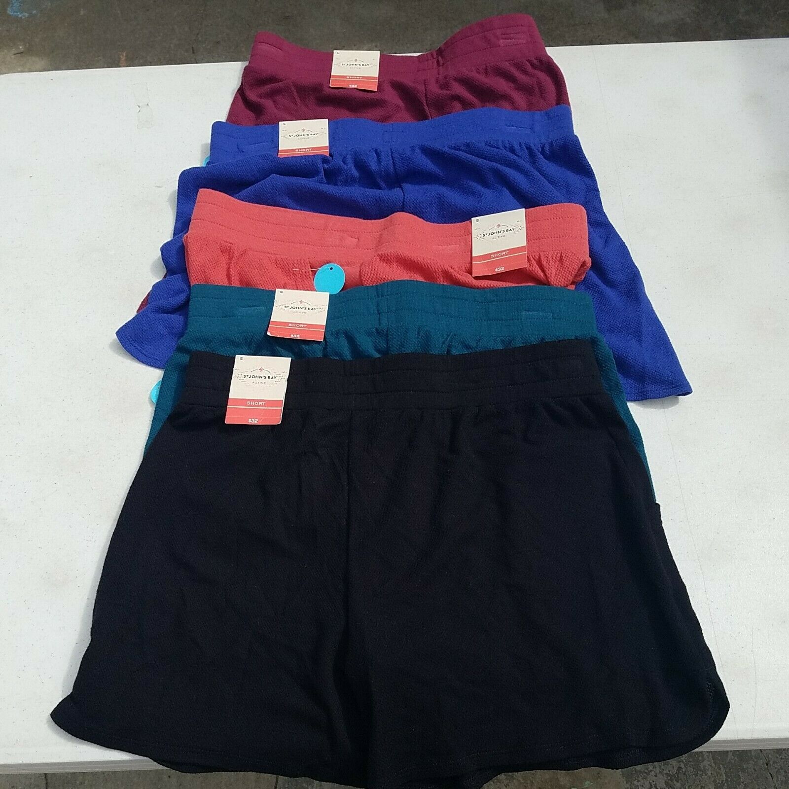 St Johns Bay Womens Active Shorts Elastic Waist High Rise Pockets S M L Xl Xxl