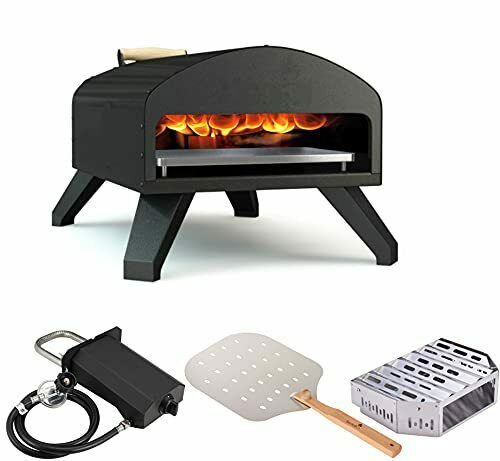 Bertello Outdoor Pizza Oven Bundle - Bertello Oven, Gas+wood Tray Burner, Pizza