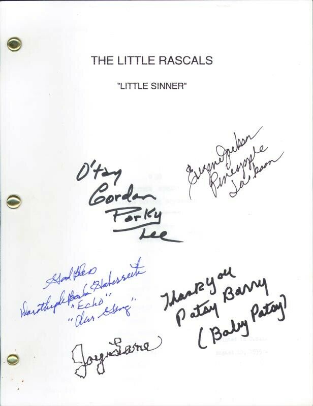 Our Gang Movie Cast - Script Signed With Co-signers