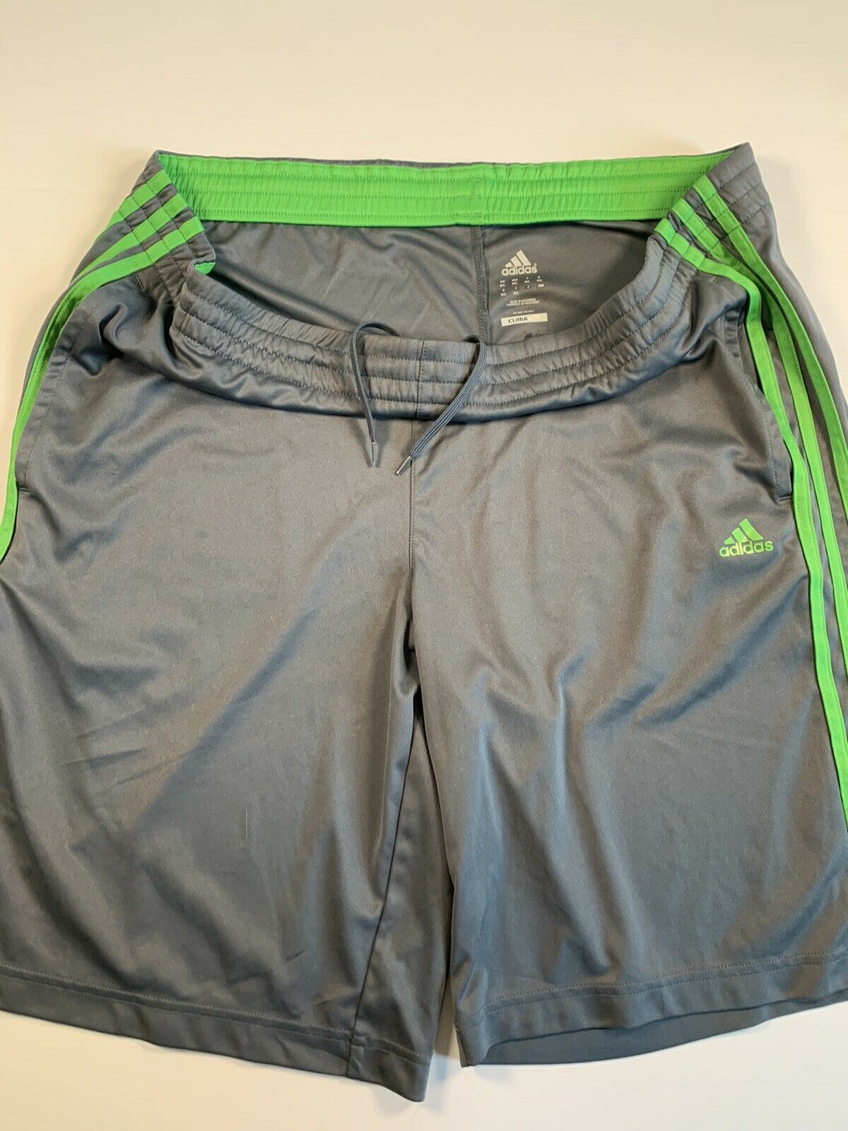 Adidas Mens Size Large Clima Lite Grey And Green Active Shorts