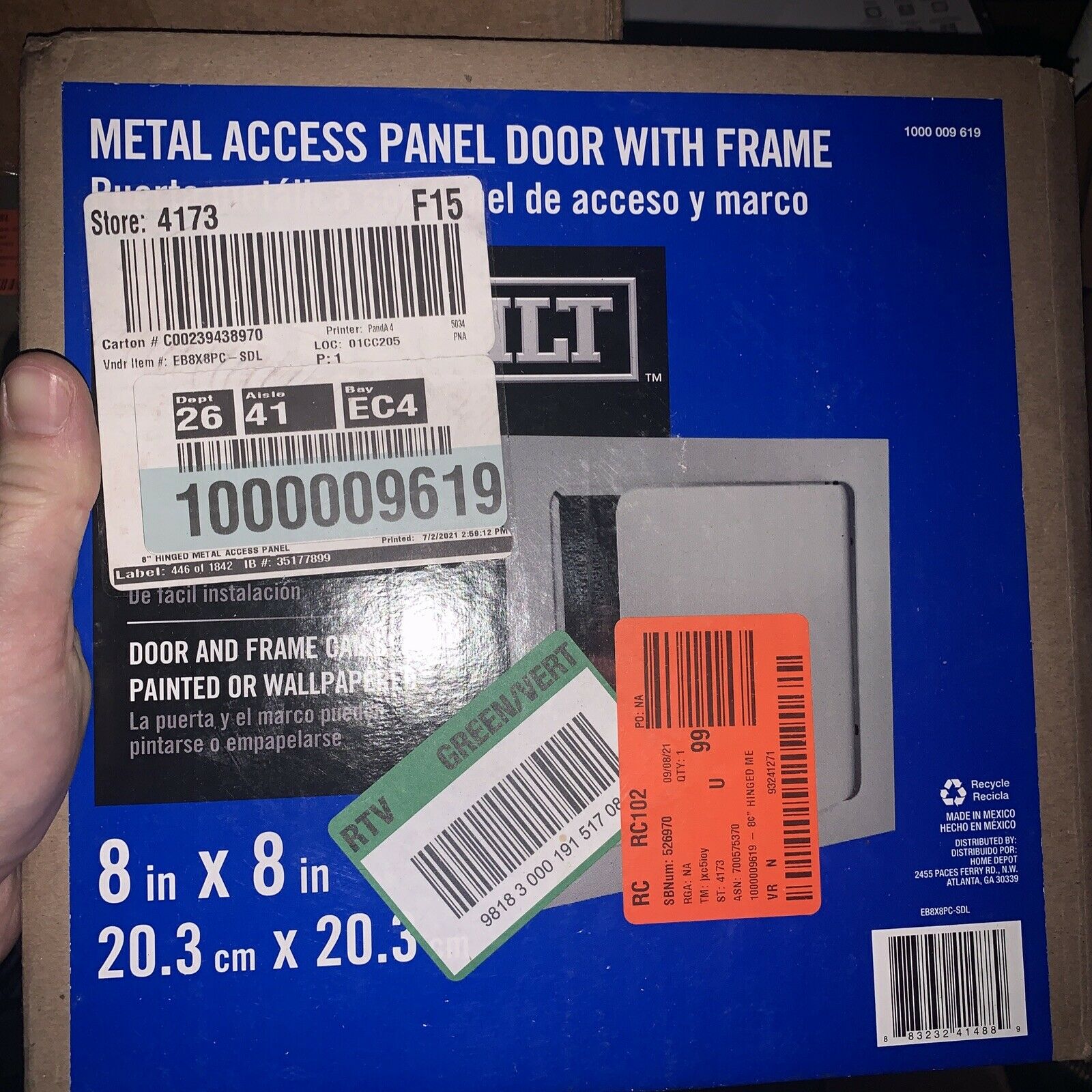 Everbilt Metal Access Panel Door W/frame  8”x8”