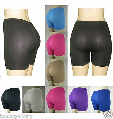 Women Seamless Stretch Bike Shorts Solid Colors Spandex Workout Plain Colors