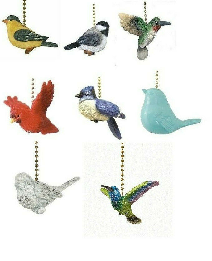 Bird Ceiling Fan Pull - Cardinal, Goldfinch, Blue Jay, Hummingbird, Chickadee