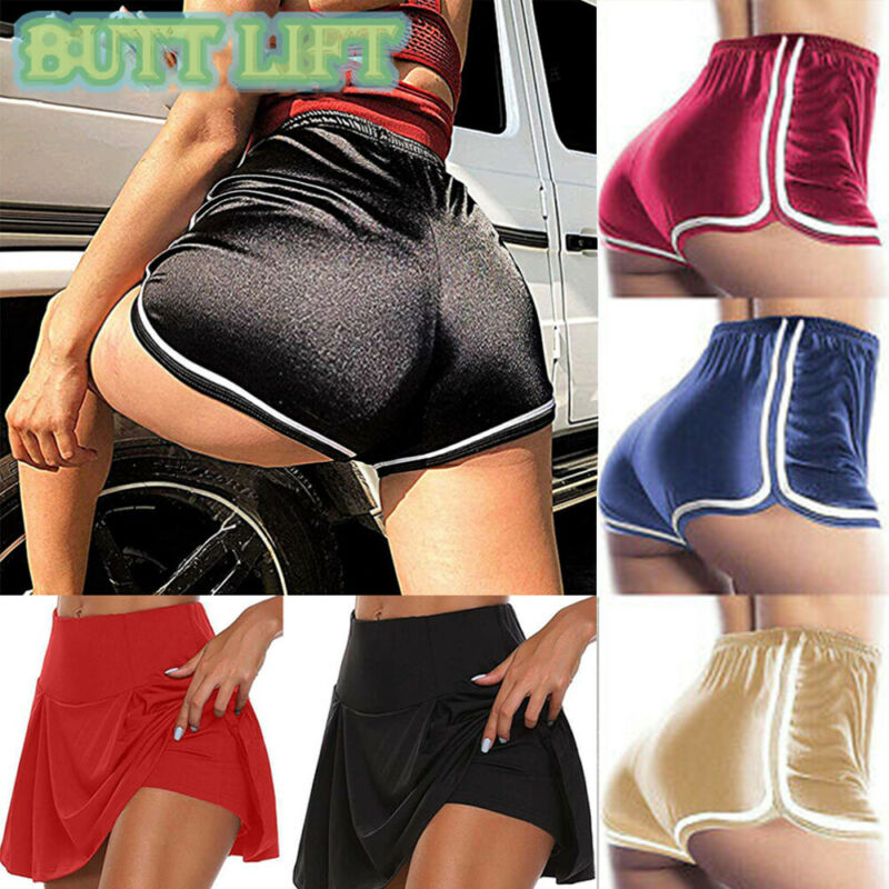 Womens Sexy Mini Skirts Dress High Waist Sports Skirt Gym Yoga Shorts Crop Tops