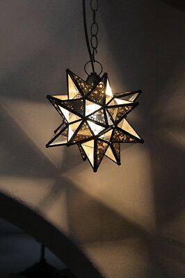 Moravian Star 9.5 Inch" Antique Mirror And Clear Glass Star Antique Bronze Trim