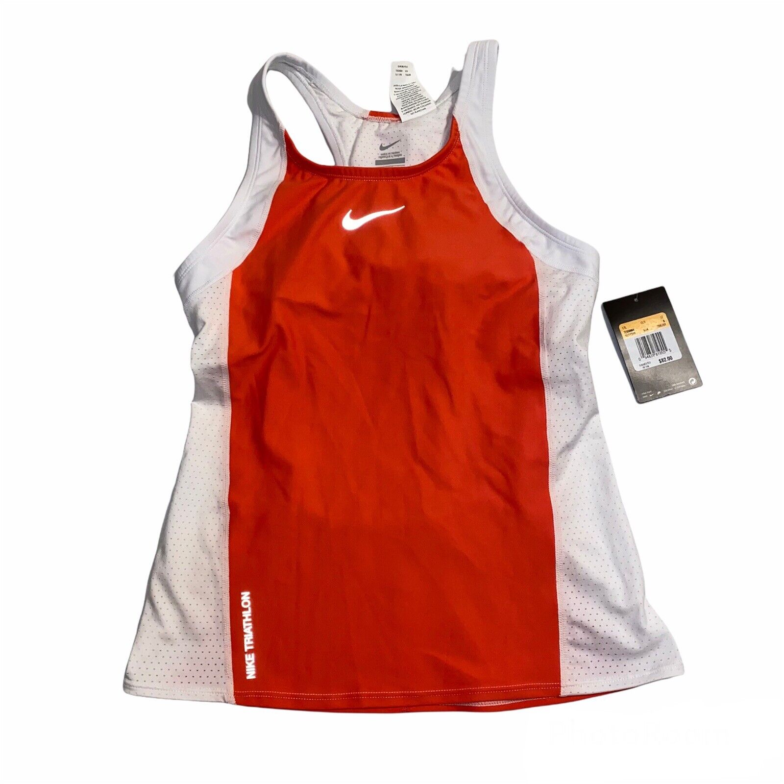 Nike Womens Triathlon Tri Top Shirt Tank White Coral, Size Small $82 706288-634