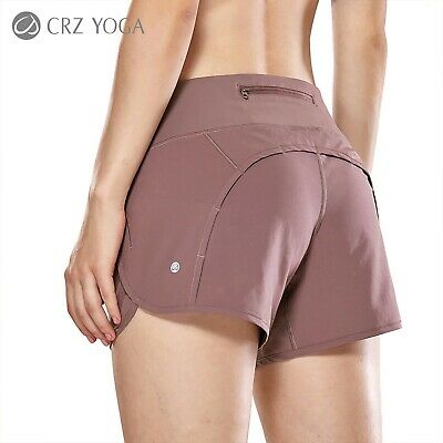 Crz Yoga Women Sport Shorts Quick-dry Athletic Run Workout With Zip Pocket 4inch