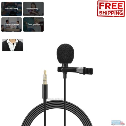 Clip-on Mini Mic Microphone 3.5mm Lavalier Lapel For Mobile Phone Pc Recording