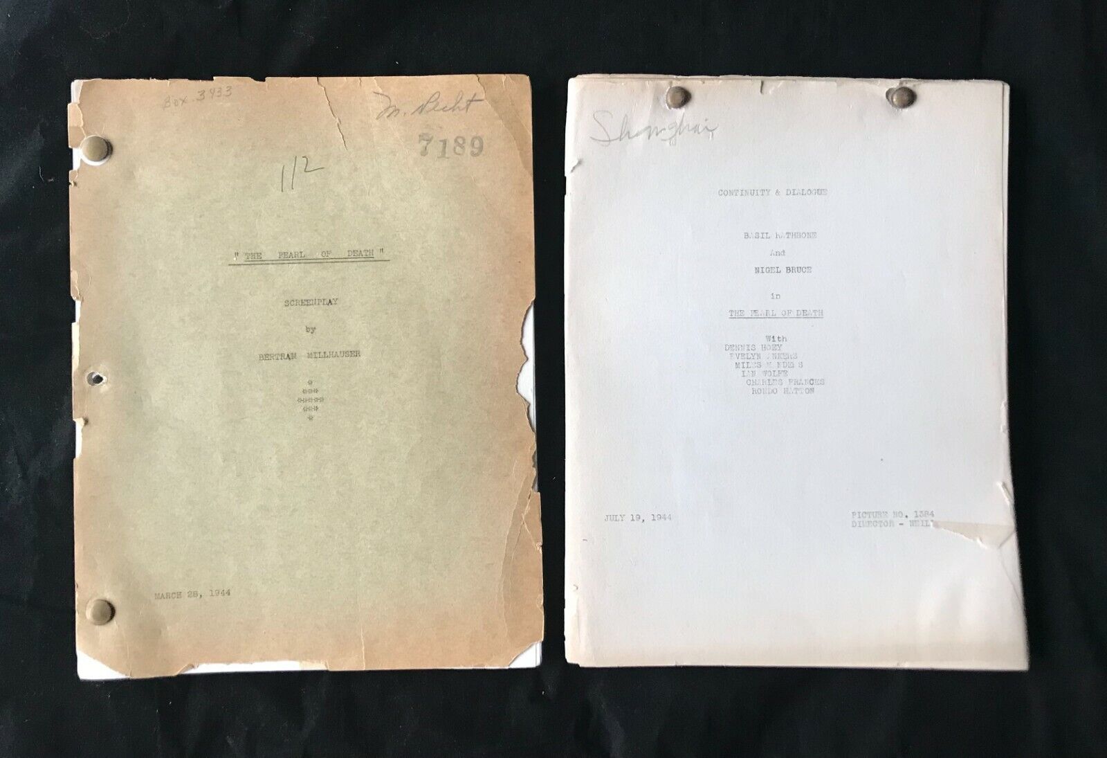 The Pearl Of Death (universal, 1944) "studio File Copy" Sherlock Holmes + Bonus