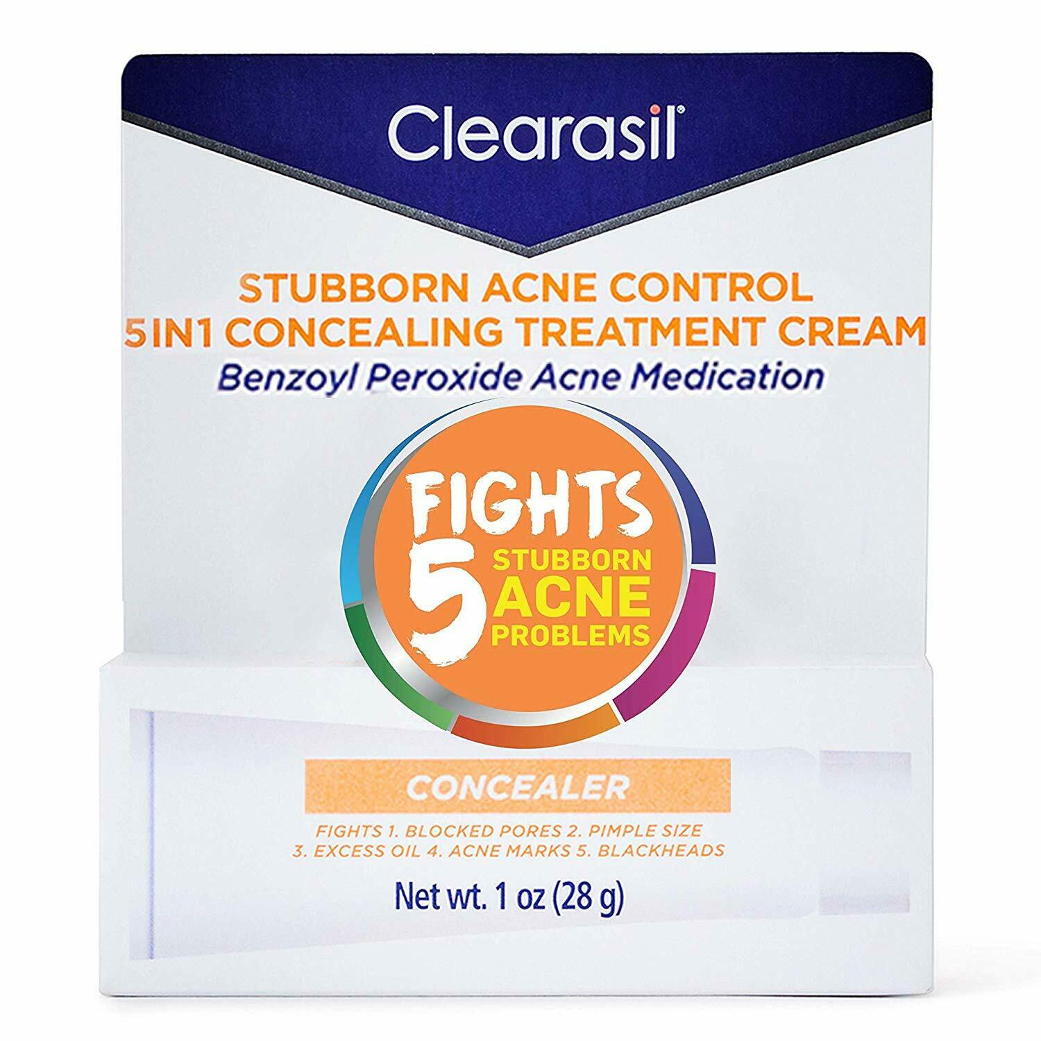 Clearasil Stubborn Acne Control 5in1 Concealing Treatment Cream, 1 Oz.