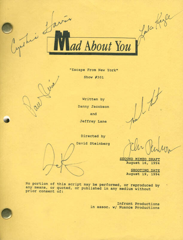 Mad About You Tv Cast - Script Signed With Co-signers