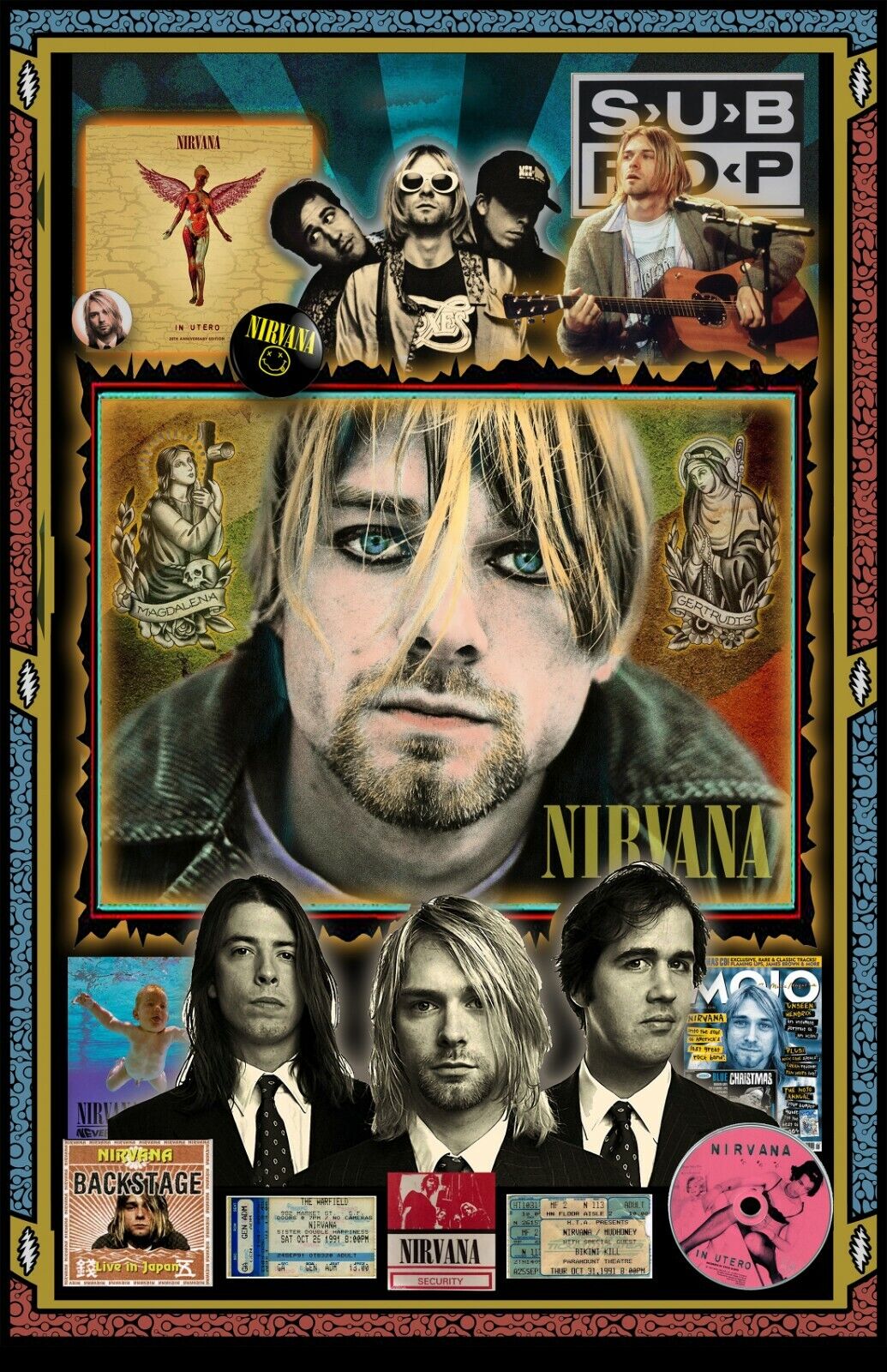 Kurt Cobain & Nirvana  Tribute Poster - 11x17" - Vivid Colors!