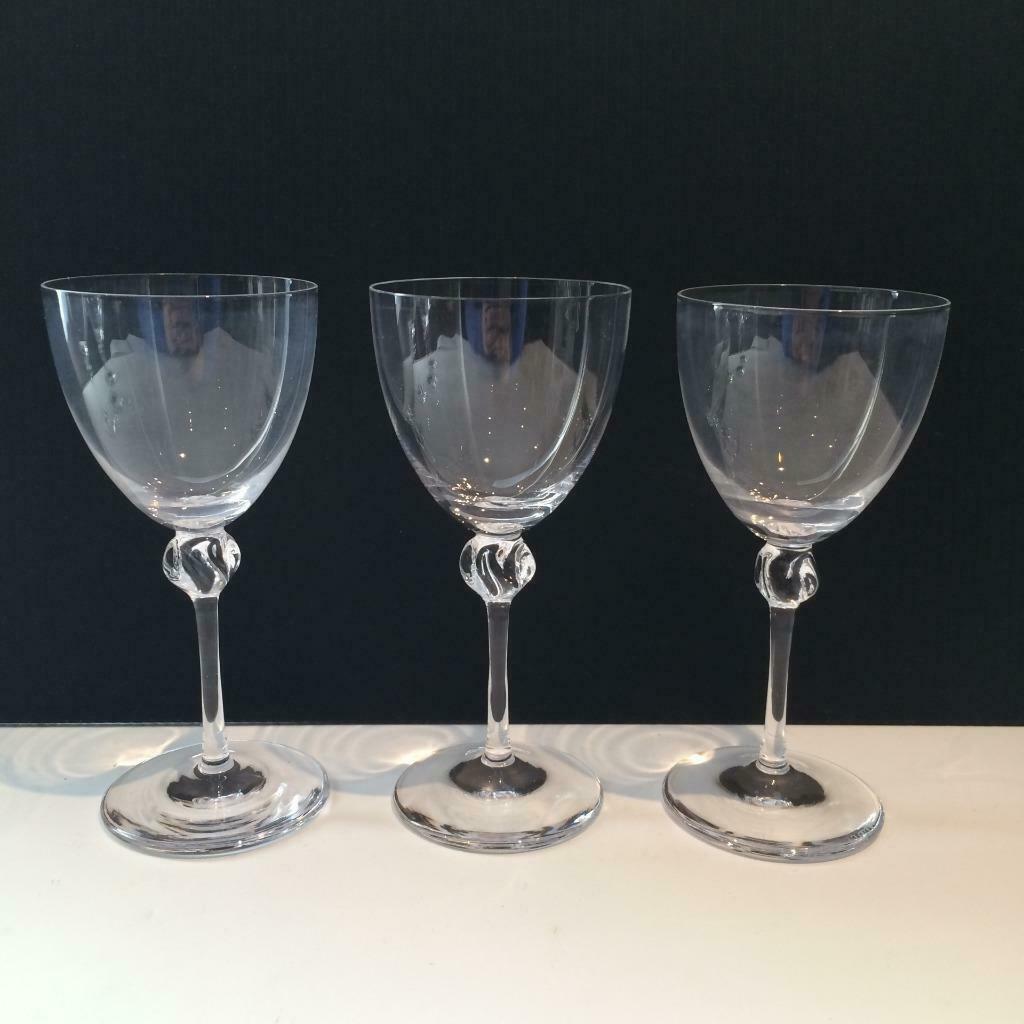 Daum Bolero Signed Crystal Set Of 3 White Wine Glasses Cr1546