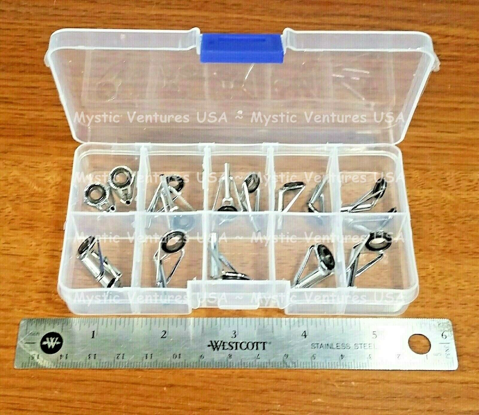16 Piece Rod Tip Guide Eyes Repair Kit Diy - 10 Different Sizes & Case!