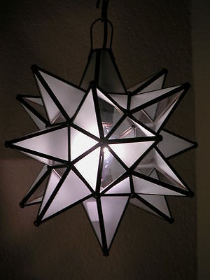 Moravian Star 9.5 Inch"  Clear And Frosted Glass Star With Antique Bronze Trim