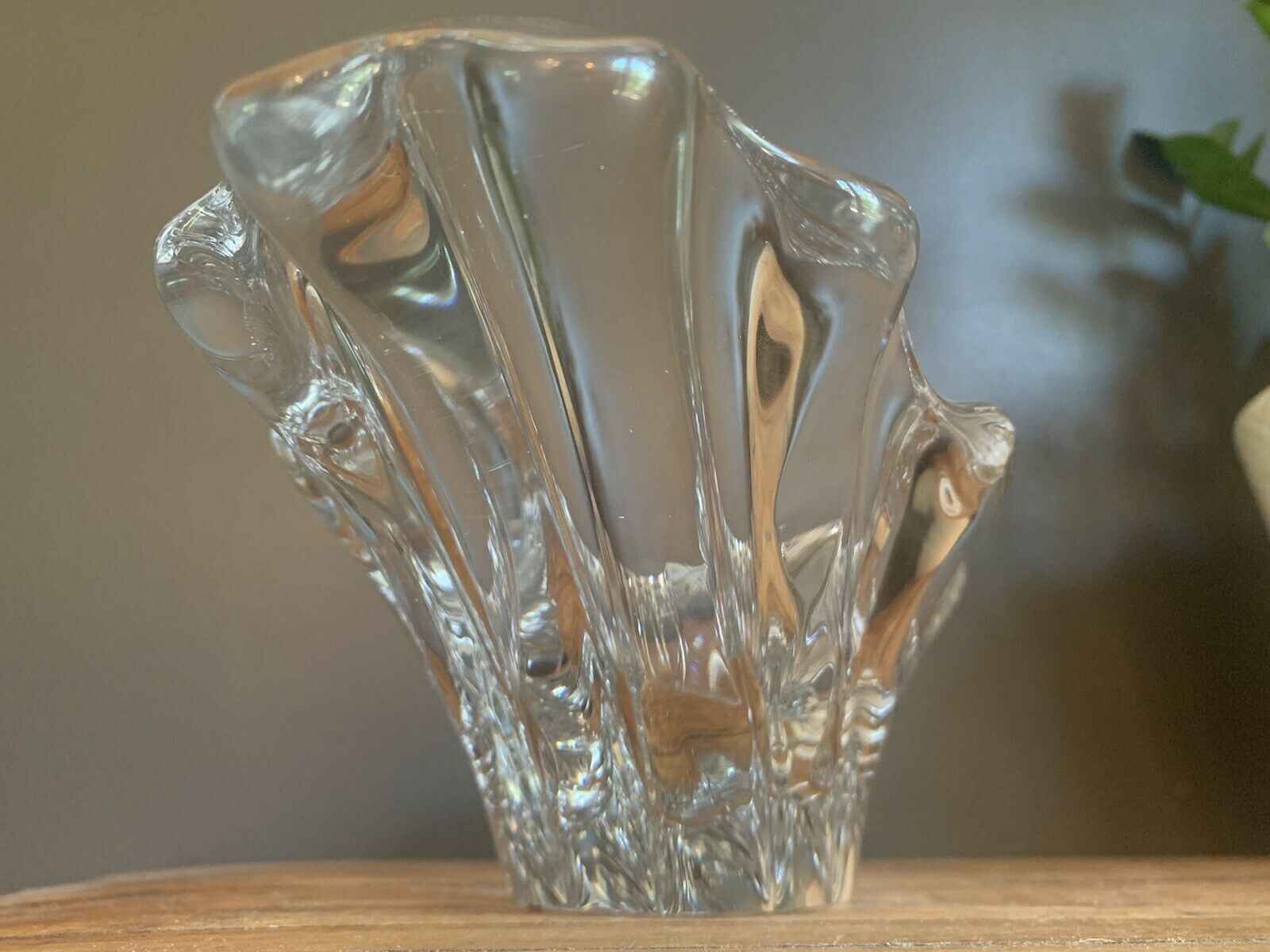 Vintage Mid-century Modern 13" Daum Crystal Glass Centerpiece Splash Bowl France