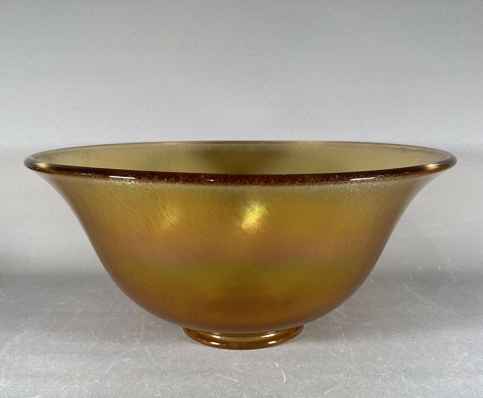 Antique Marigold Stretch Glass Fenton #604 Punch Bowl
