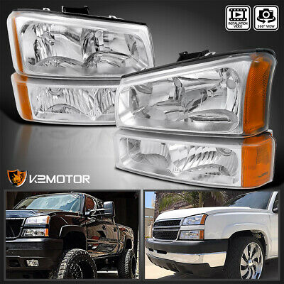 For 2003-2007 Chevy Silverado Avalanche Clear Headlights+bumper Signal Lamps