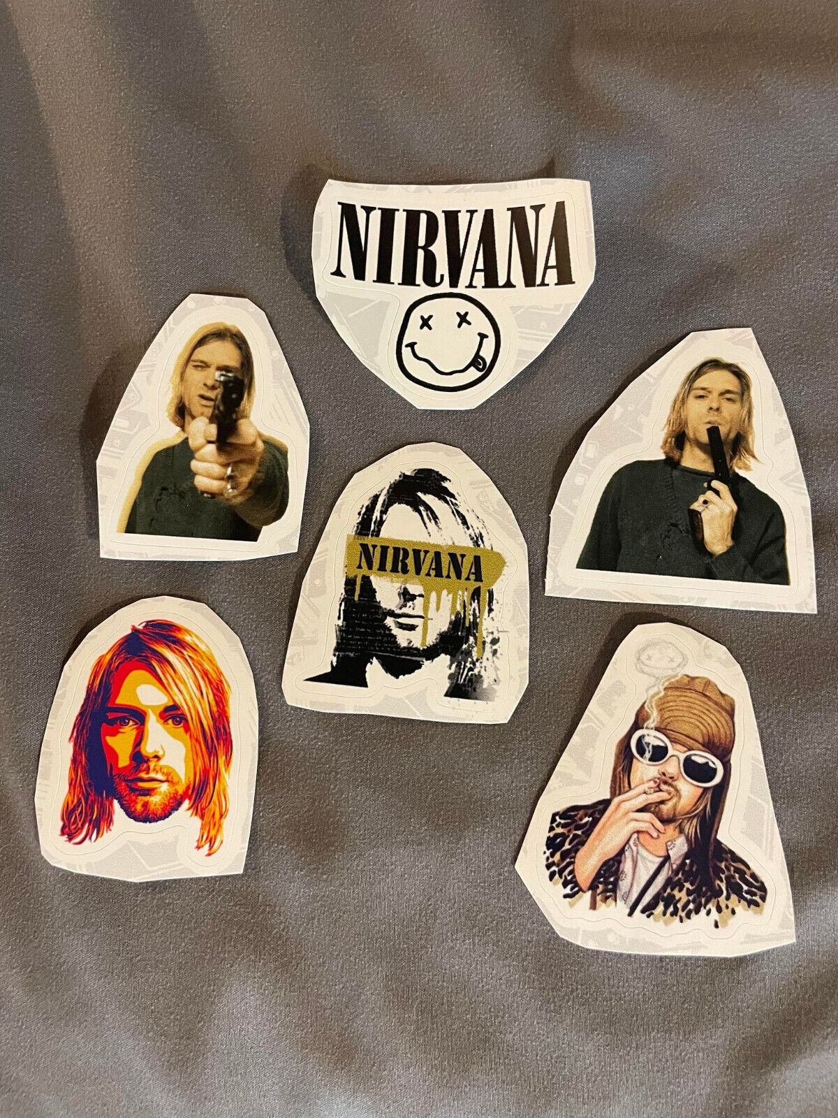 Lot (6) Nirvana Kurt Cobain 1 1/2" To 2 1/4" Band Photo Logo Stickers Fast Free!