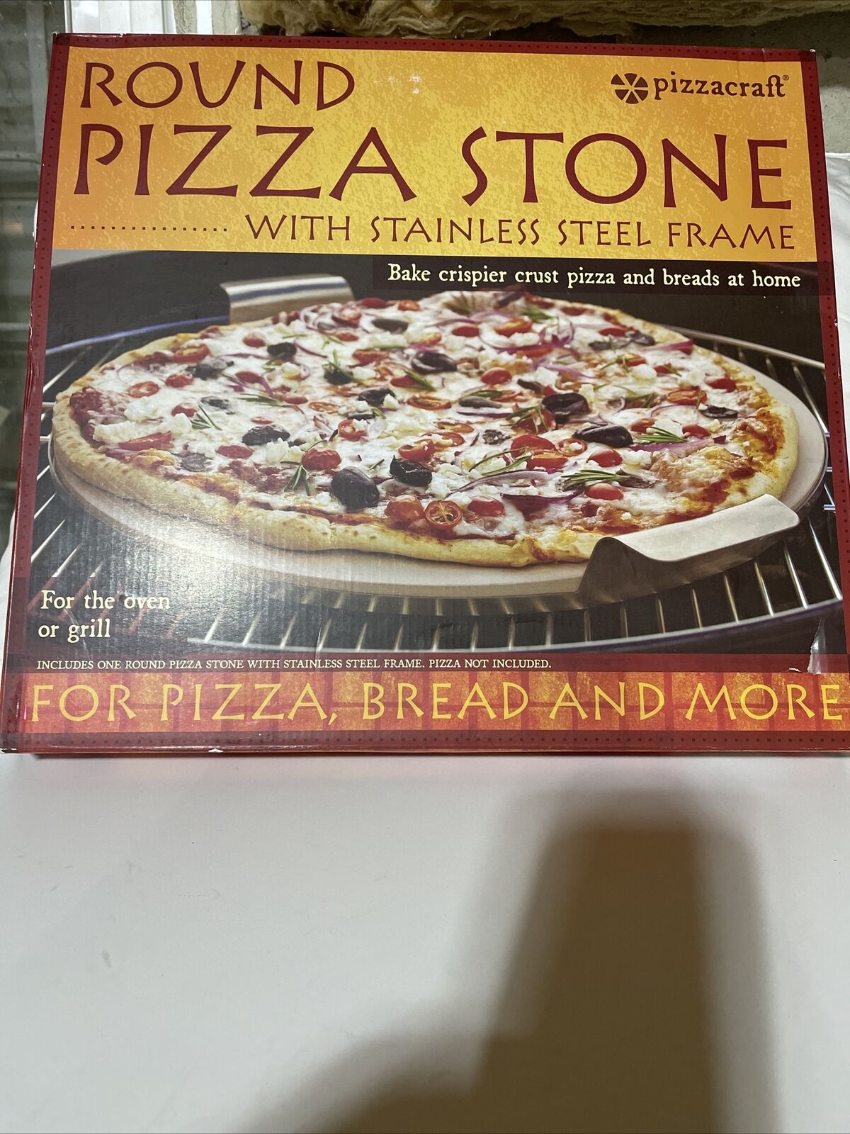 Round Pizza Stone With Stainless Steel Frame