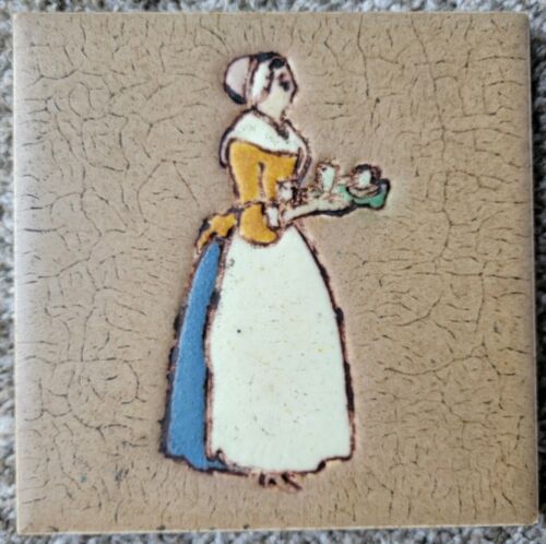 Antique 6 X 6 Grueby Pottery Faience Tile For Walter Baker Cocoa Arts And Crafts