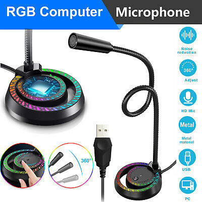 Usb Computer Microphone Rgb Led Noise Canceling Mic Stand  For Pc Laptop Desktop