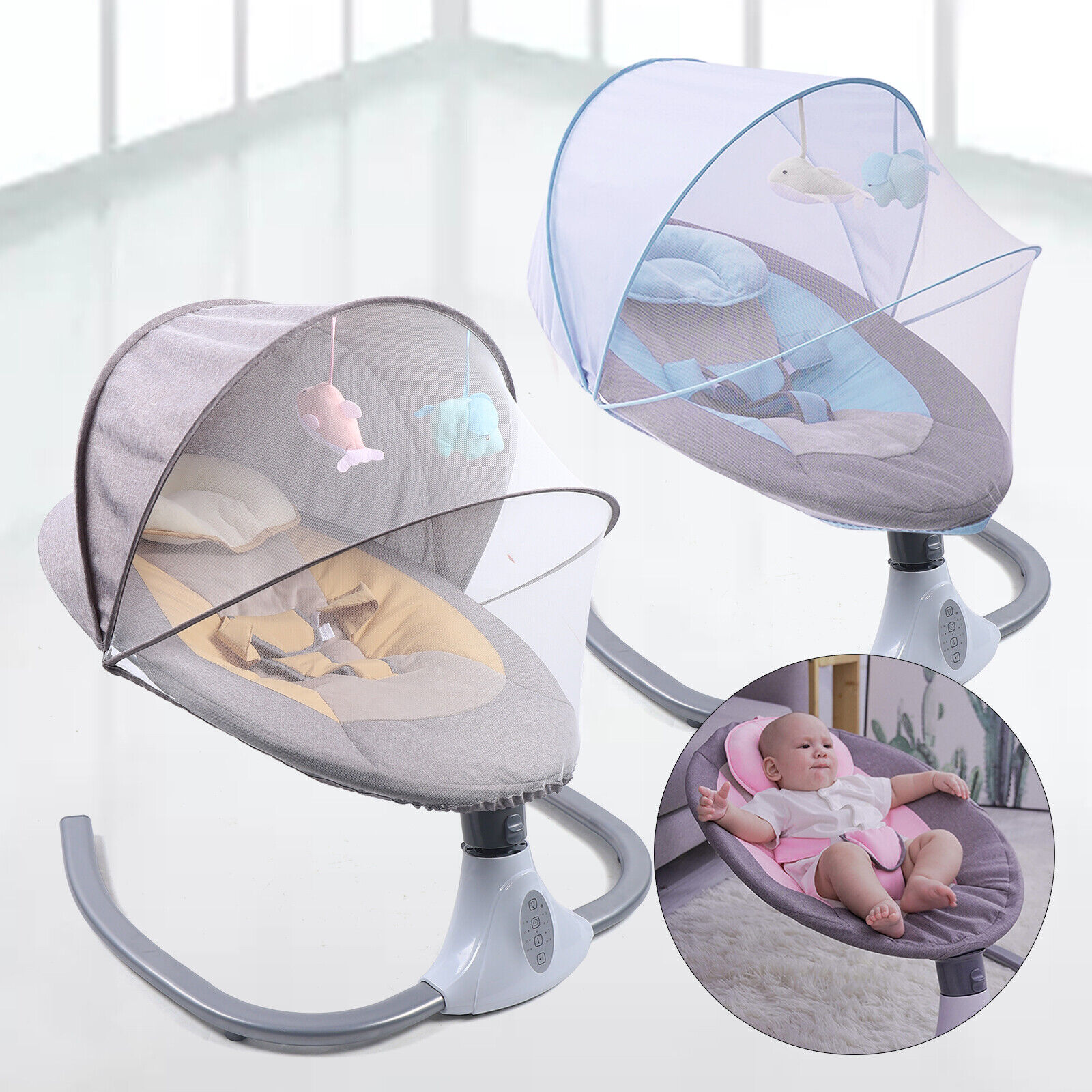 Electric Baby Swing Cradle Rocker Chair Bouncer Seat Infant Music Seat 3colors
